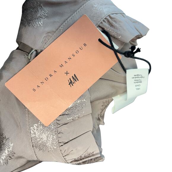 Sandra Mansour x H&M Jacquard Oversized Maxi Dress Kaftan Tan Size Large - Picture 14 of 16